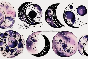 Japanese watercolor moon phases art piece tattoo idea