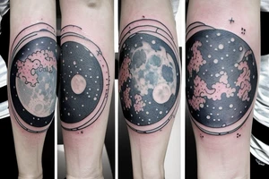 Japanese watercolor all moon phases side by side art piece tattoo idea