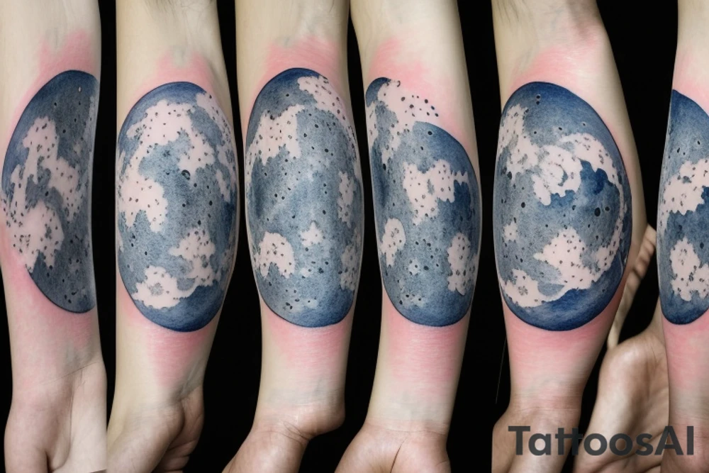 Japanese watercolor all moon phases side by side art piece tattoo idea