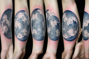Japanese watercolor all moon phases side by side art piece tattoo idea