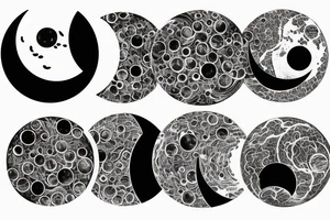 Japanese watercolor all moon phases lined up all phases art piece tattoo idea