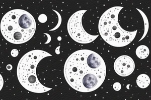 Japanese watercolor all moon phases lined up all phases art piece tattoo idea