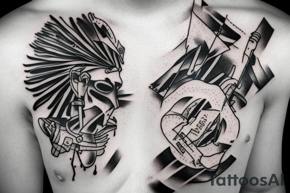 surreal fallen soldier memorial tattoo idea