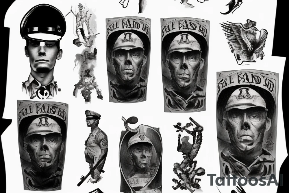 surreal fallen soldier memorial tattoo idea