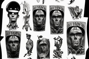 surreal fallen soldier memorial tattoo idea