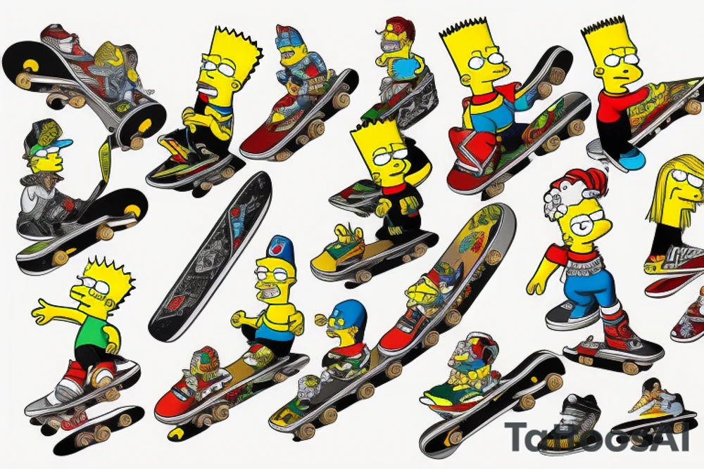 bart simpson skateboarding down a mountain tattoo idea