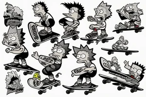 bart simpson skateboarding down a mountain tattoo idea