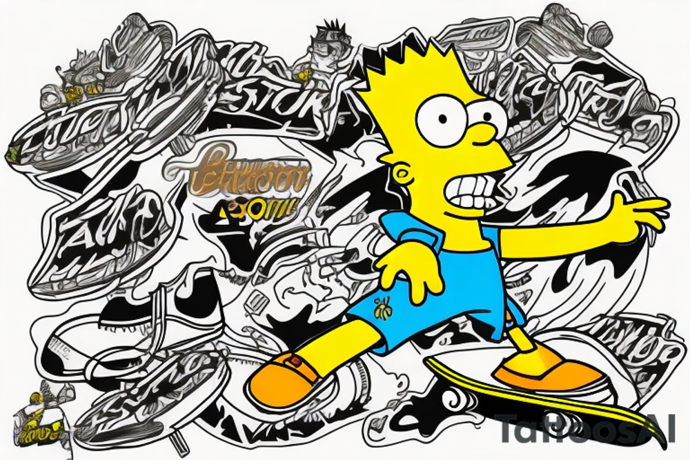 bart simpson skateboarding down a mountain tattoo idea