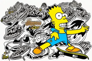 bart simpson skateboarding down a mountain tattoo idea