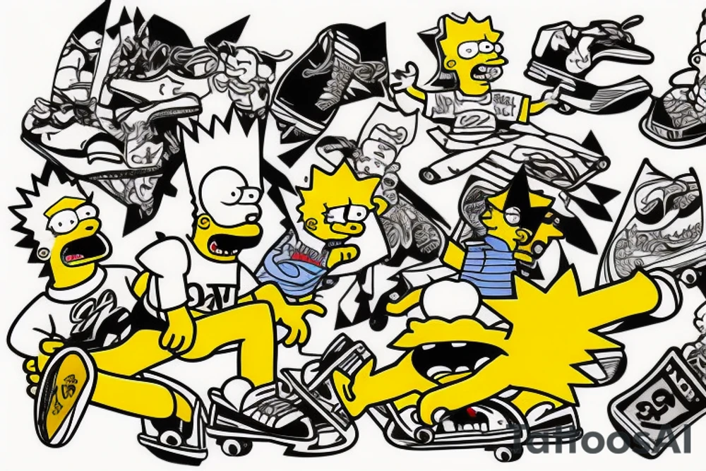 bart simpson skateboarding down a mountain tattoo idea