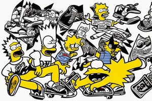 bart simpson skateboarding down a mountain tattoo idea