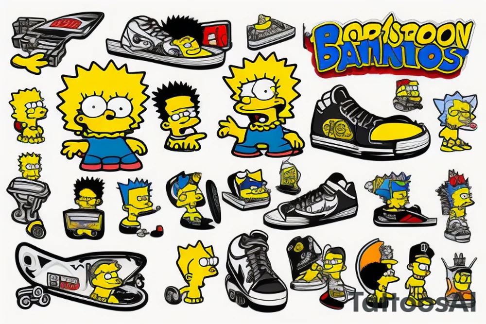 bart simpson skateboarding tattoo idea