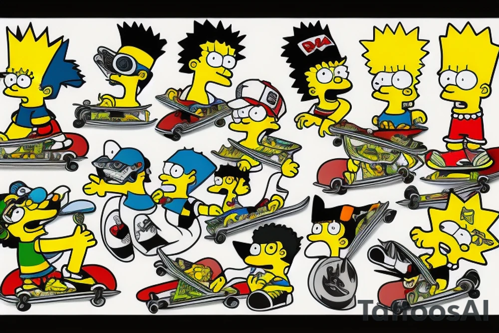 bart simpson skateboarding tattoo idea