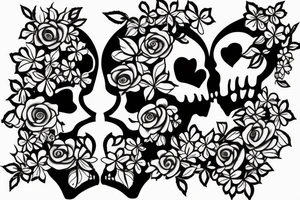 two skeleton lovers kissing under a cherry blossom tree tattoo idea