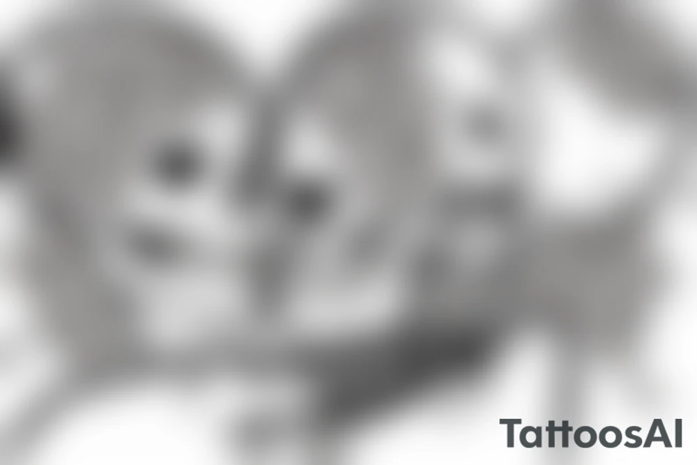 two skeleton lovers kissing under a cherry blossom tree tattoo idea