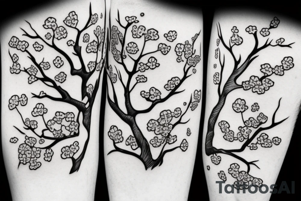 two skeleton lovers kissing under a cherry blossom tree tattoo idea
