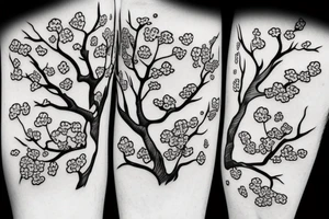 two skeleton lovers kissing under a cherry blossom tree tattoo idea