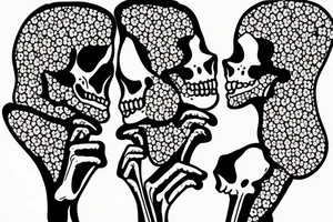two skeleton lovers kissing under a cherry blossom tree tattoo idea