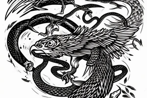 hawk catching a snake to eat tattoo idea