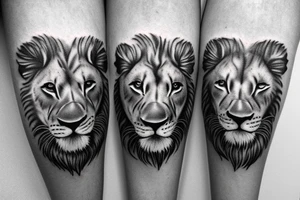 3 lion Cubs heads. Playful, strong and loving. On top of each other. Going on my forearm tattoo idea