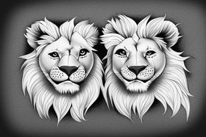 3 lion Cubs heads. Playful, strong and loving. On top of each other. Going on my forearm tattoo idea