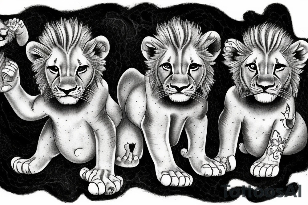 3 lion Cubs playing tattoo idea