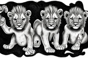 3 lion Cubs playing tattoo idea