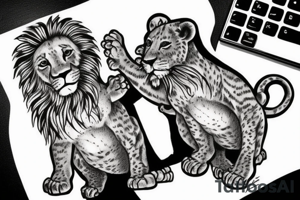 3 lion Cubs playing tattoo idea