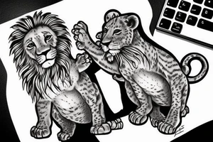 3 lion Cubs playing tattoo idea