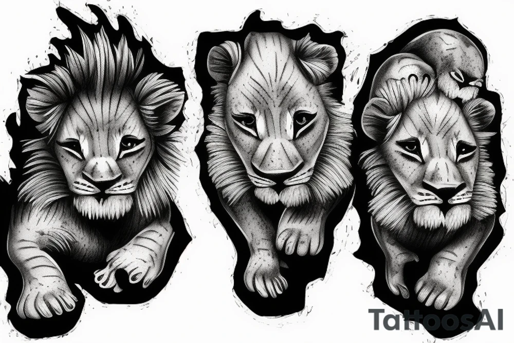 3 lion Cubs playing tattoo idea