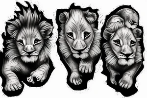 3 lion Cubs playing tattoo idea