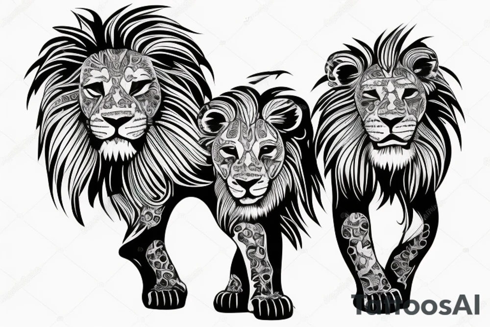3 lion Cubs playing tattoo idea
