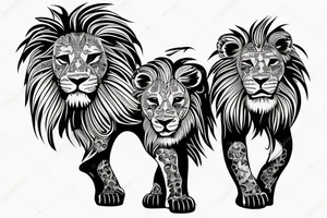 3 lion Cubs playing tattoo idea