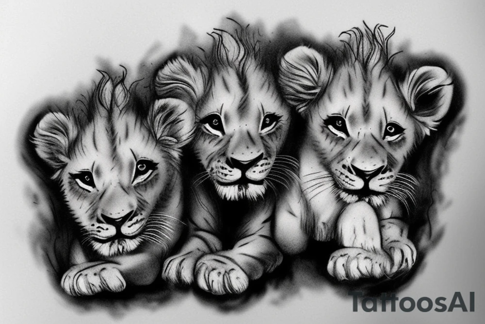 3 lion Cubs playing tattoo idea