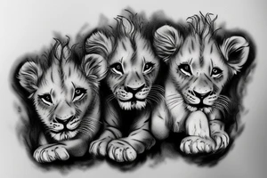 3 lion Cubs playing tattoo idea