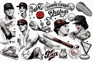 Pin up model wearing baseball outfit tattoo idea