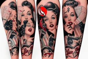 Pin up model wearing baseball outfit for leg tattoo idea