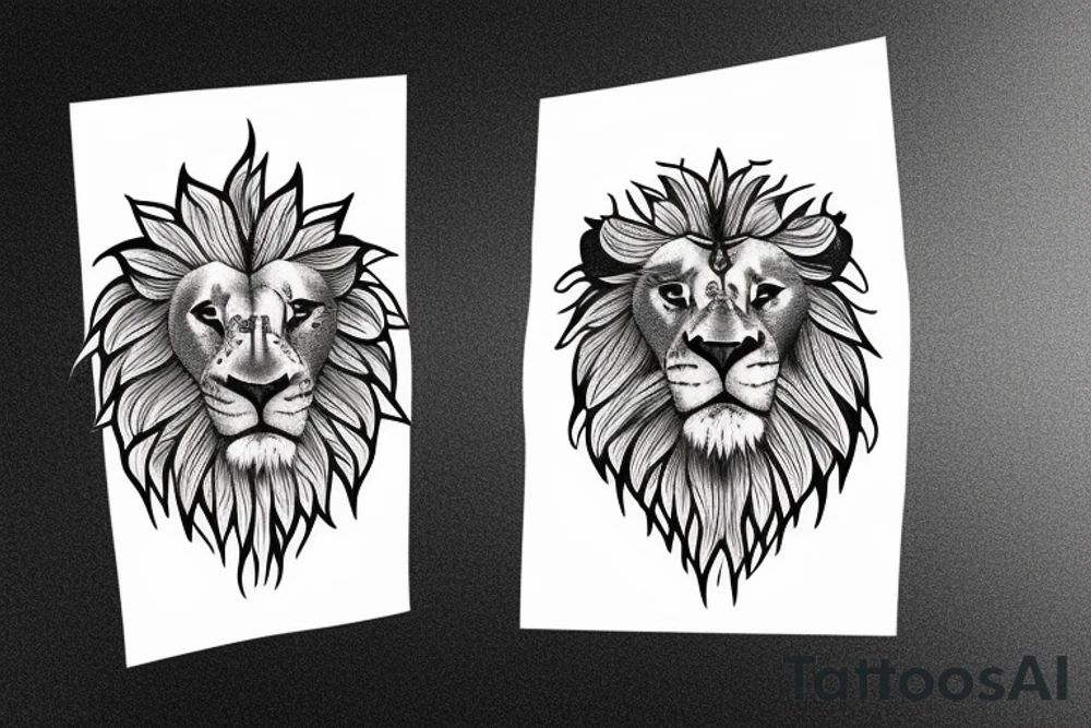3 lion Cubs above each other tattoo idea