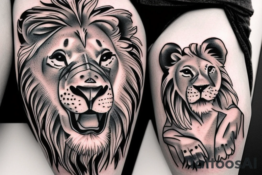 3 lion Cubs above each other tattoo idea