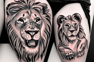 3 lion Cubs above each other tattoo idea