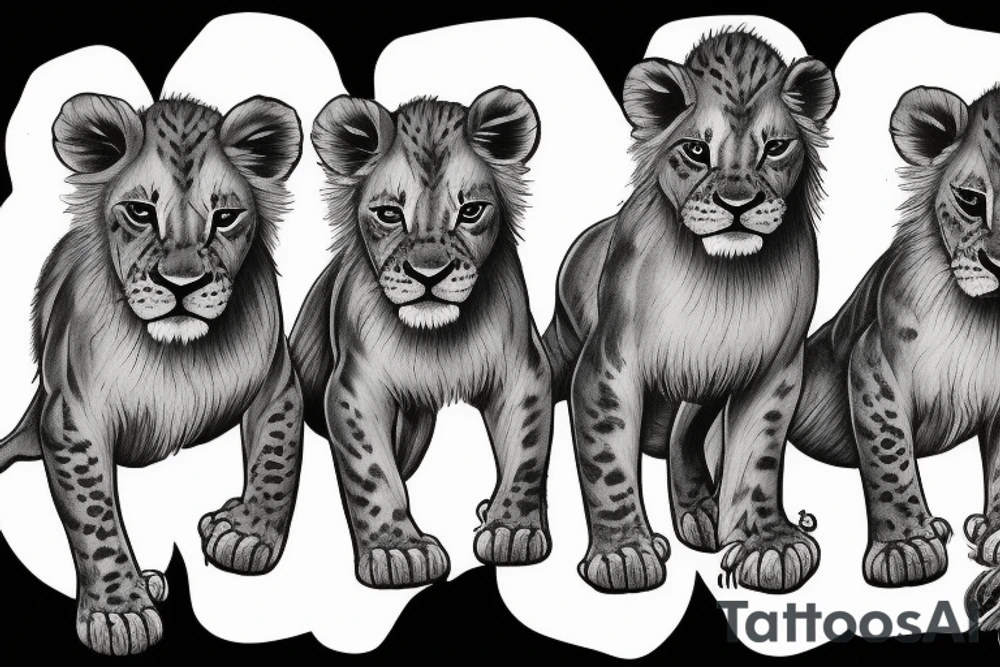 3 lion Cubs playing tattoo idea