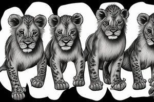 3 lion Cubs playing tattoo idea