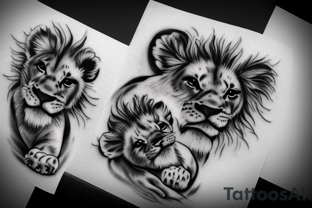 3 lion Cubs playing tattoo idea