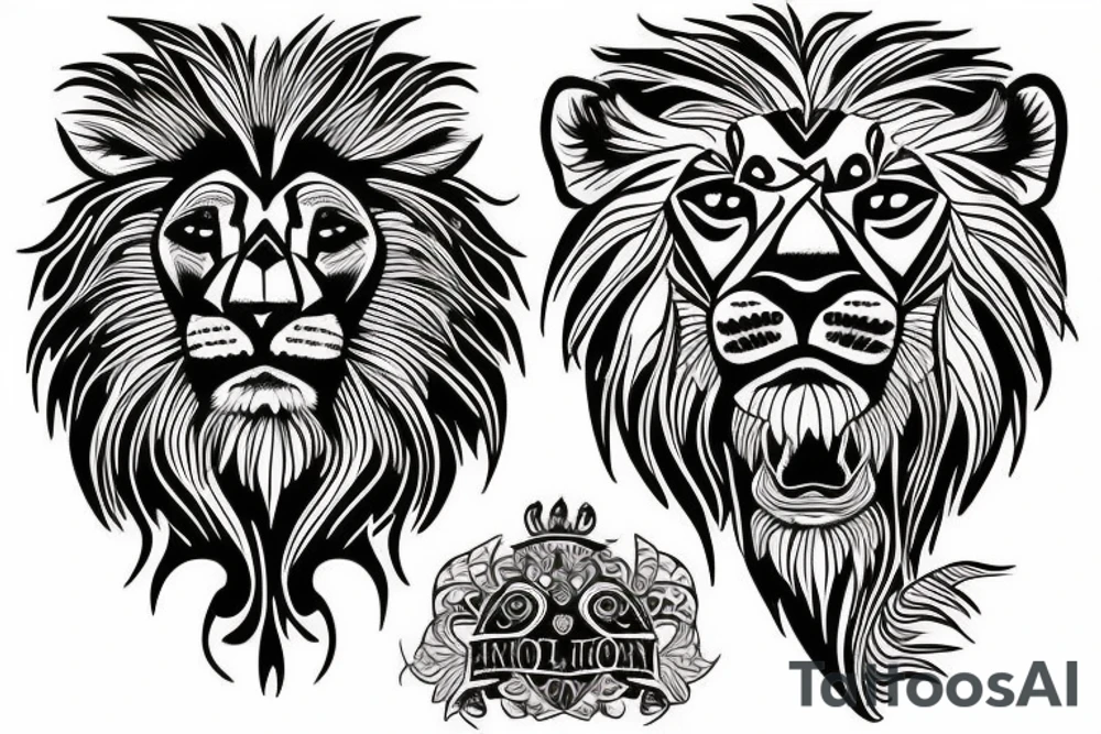 3 lion Cub heads tattoo idea