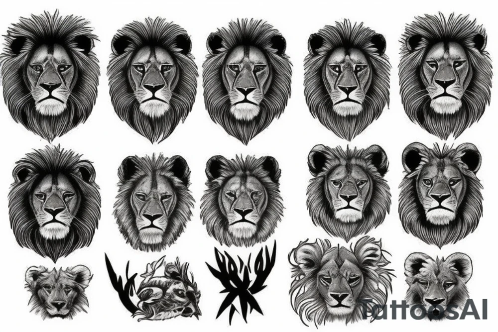 3 lion Cub heads tattoo idea