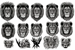 3 lion Cub heads tattoo idea