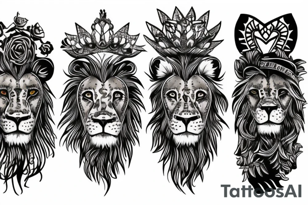 3 lion Cub heads tattoo idea