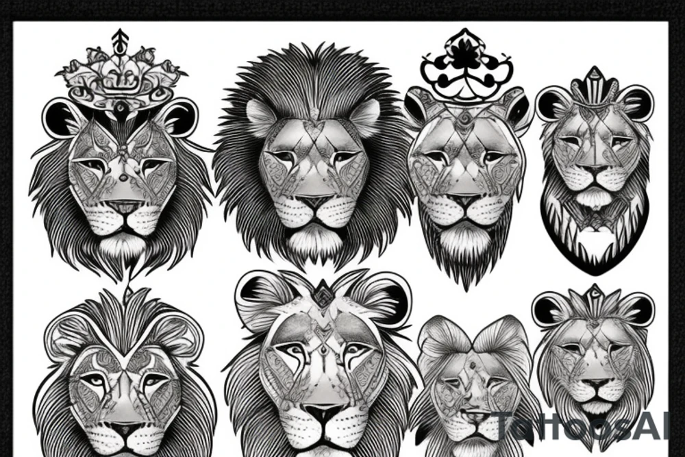 3 lion Cub heads tattoo idea