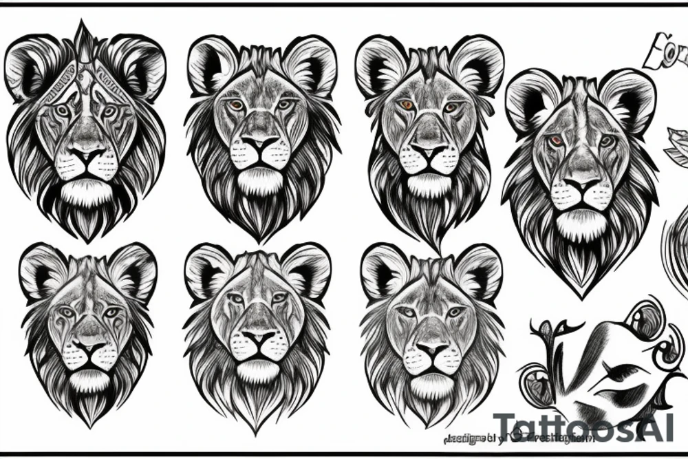3 lion Cub heads tattoo idea