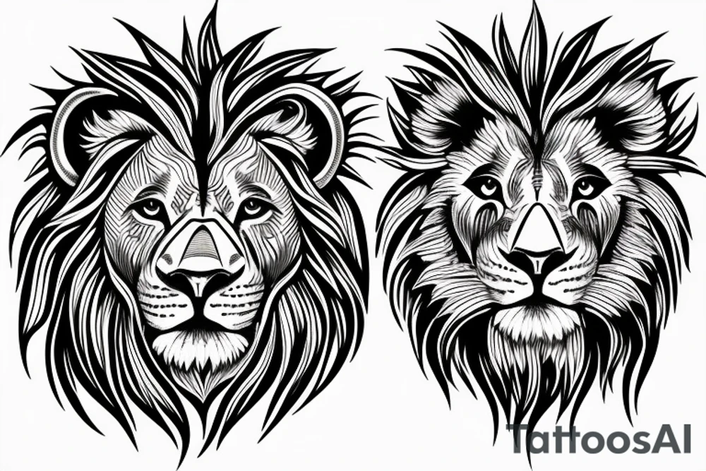 3 lion Cub heads tattoo idea